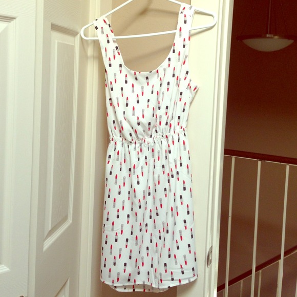 White "lip stick" dress