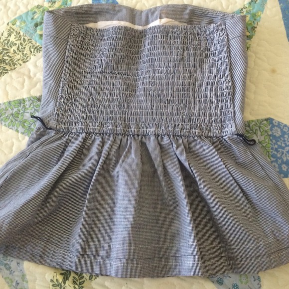 🌻Sweetheart Strapless Navy Blue Striped A&F Top - Picture 4 of 4