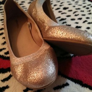 Gold glitter ballet flats