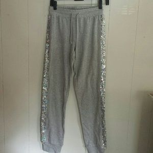 Grey jogger pants with sequins