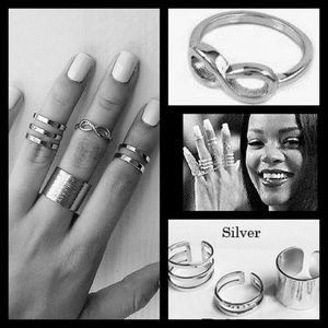 Set of 4 Midi Rings: 3 Midi Rings & 1 Band Ring