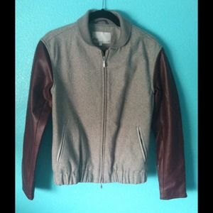 WeSC Edif Faux Leather Mix Bomber Jacket