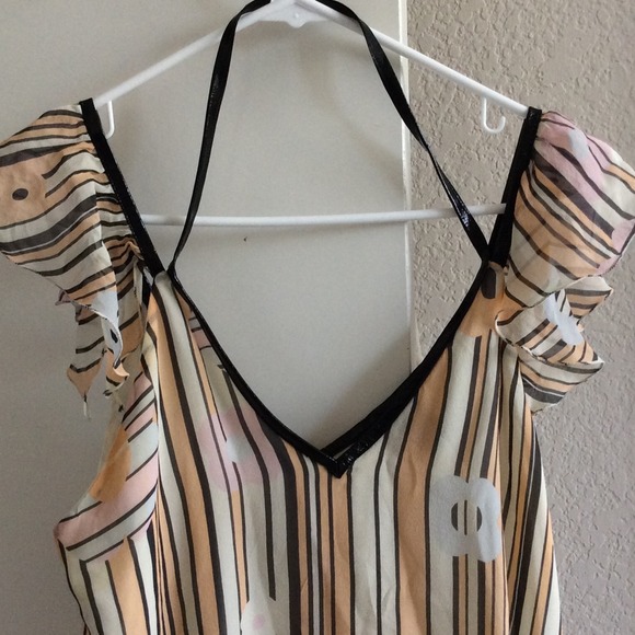 Marc Jacobs silk top w/ leather trim & halter top - Picture 2 of 4