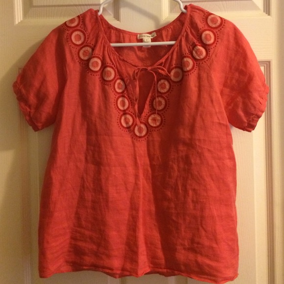 J. Crew Tops J Crew Vintage Closet Coral Peasant Blouse Poshmark