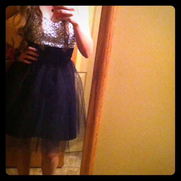 Short Black Rhinestone Homecoming Dress!
