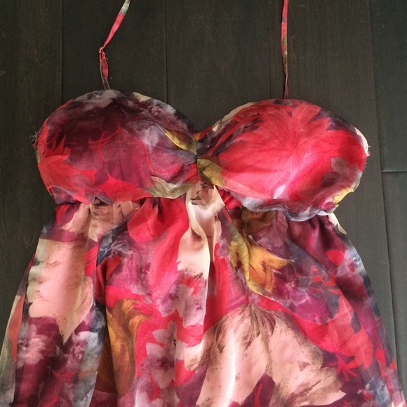 Strapless tropical floral cocktail dress - Picture 2 of 3