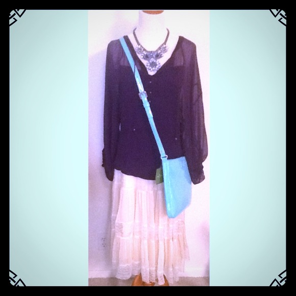 DVF Silk Long Sleeve Peasant Top