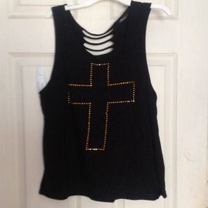 Black Cross Tank Top