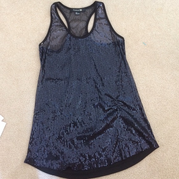 Sheer navy sequin tank - Picture 1 of 4