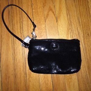Black sequin Coach wristlet