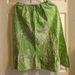 Green and white floral skirt