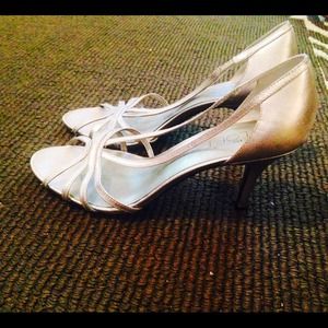 LOFT Strappy silver heeled sandals