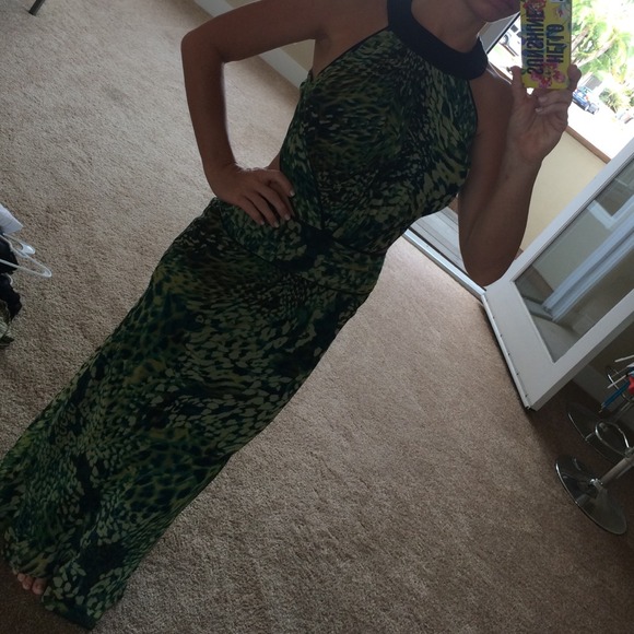 Marciano cut out long green dress