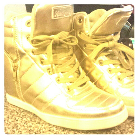 Dope!! Gold Wedge Sneakers!