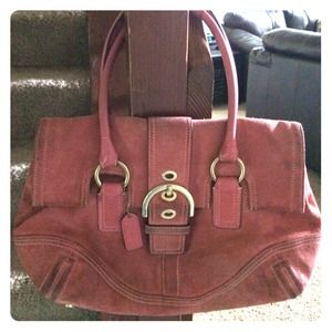 Pink suede satchel
