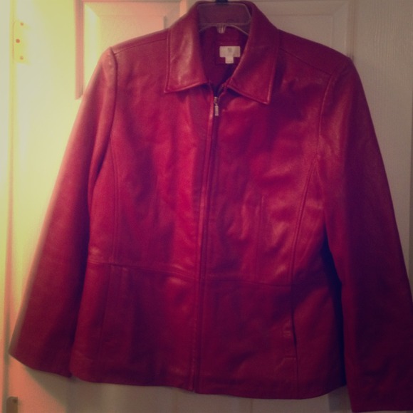 Beautiful red lamb skin leather jacket