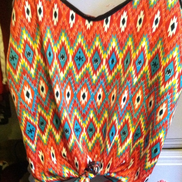 Tribal printed strapped top
