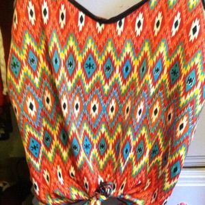 Tribal printed strapped top