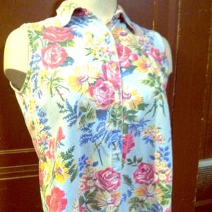 Flower printed vintage top