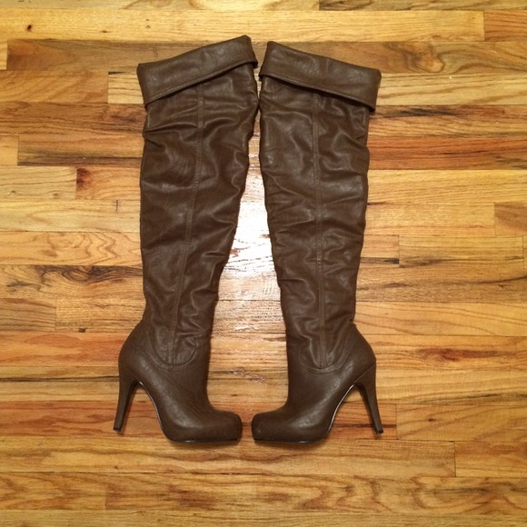 Brown thigh high boots
