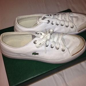 LACOSTE White Canvas Sneakers