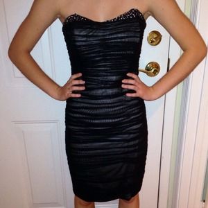 Designer rouched black dress