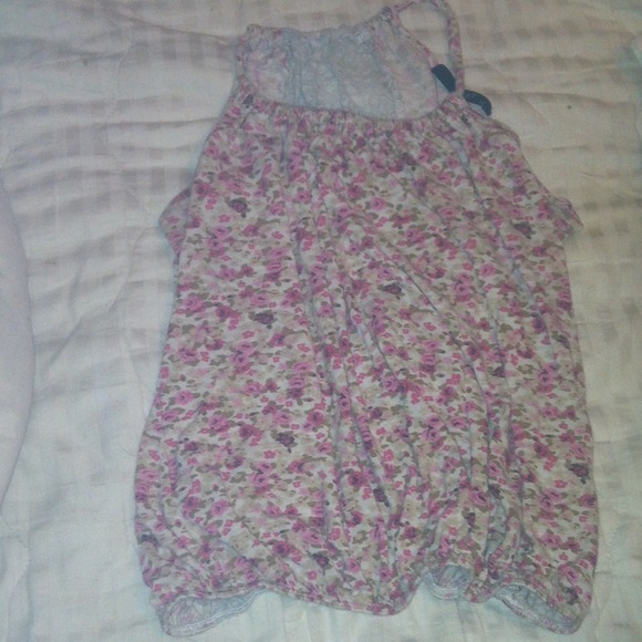 Pink flowered tang top size small wore 3times
