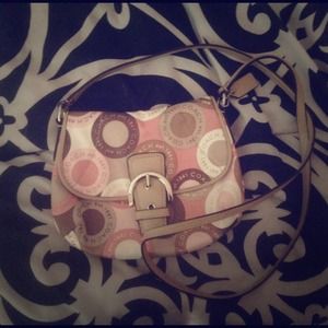 Pink and tan silk Coach crossbody brand new