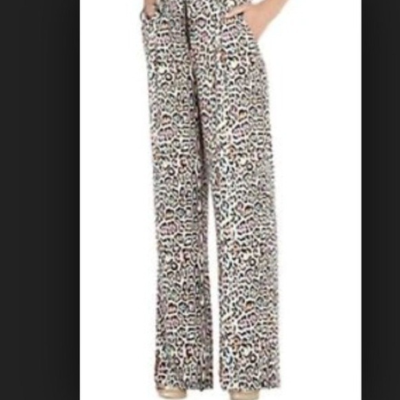 Bcbg lovey animal print wide silk pants