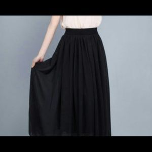 AA Black Chiffon Maxi Skirt