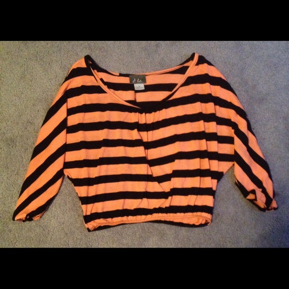 Orange and black striped crop top