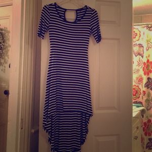 Black and white striped (short to long) dress