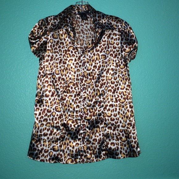 ⚡️sale⚡️BCBG Aqua & Brown Cheetah Print Blouse