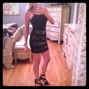 Gorgeous black studded INC mini skirt. Size 2