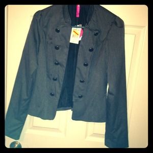 Grey jacket w/ military style button front