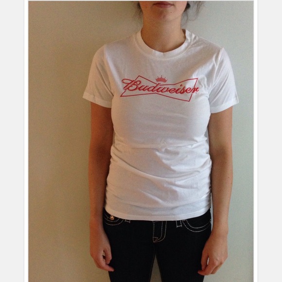 NWOT Budweiser White Tee