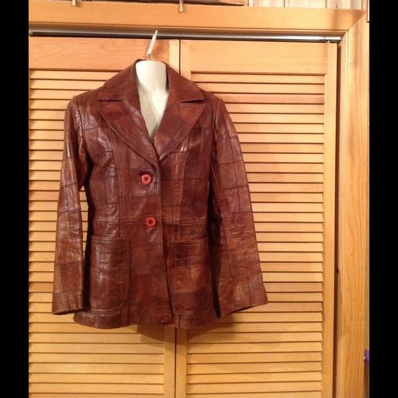 VINTAGE circa 1970's: Brown Leather Jacket
