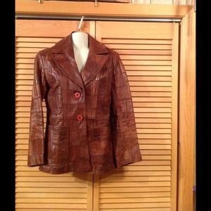VINTAGE circa 1970's: Brown Leather Jacket