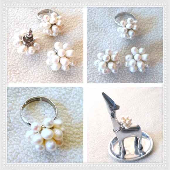 Real Fresh Water Pearl Cluster Set