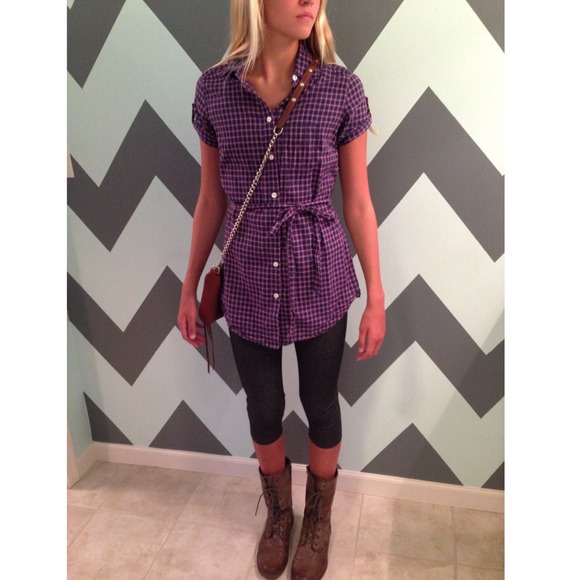 Gingham Purple & Blue AE shirtdress