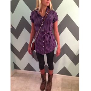 Gingham Purple & Blue AE shirtdress