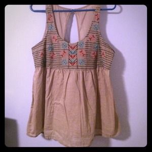 Beige Peep Hole Tank Top