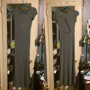 Grey & White Striped Maxi Dress