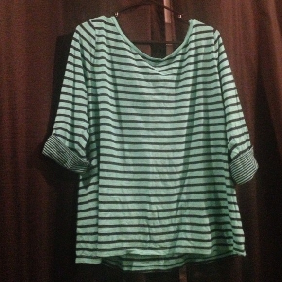 Navy blue and dark turquoise top.