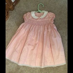 Janie and Jack smocked pink dress 12 month baby