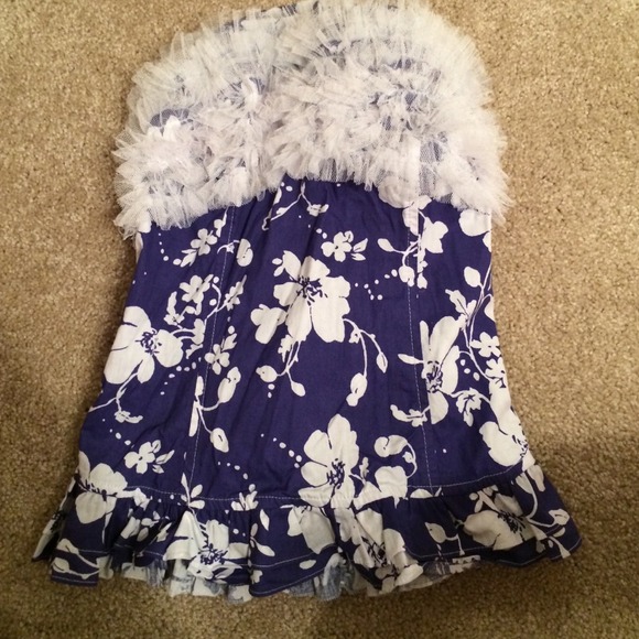 Blue top with white flowers