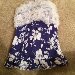 Blue top with white flowers