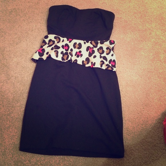 Cheetah print black dress