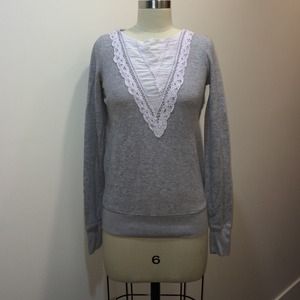 Lace appliqué grey pullover by Kimchi Blue