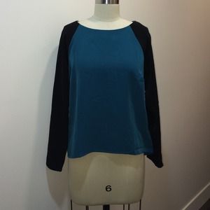 Long sleeve colorblock blouse